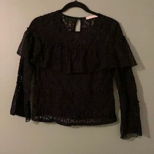 7 for all mankind black lace blouse